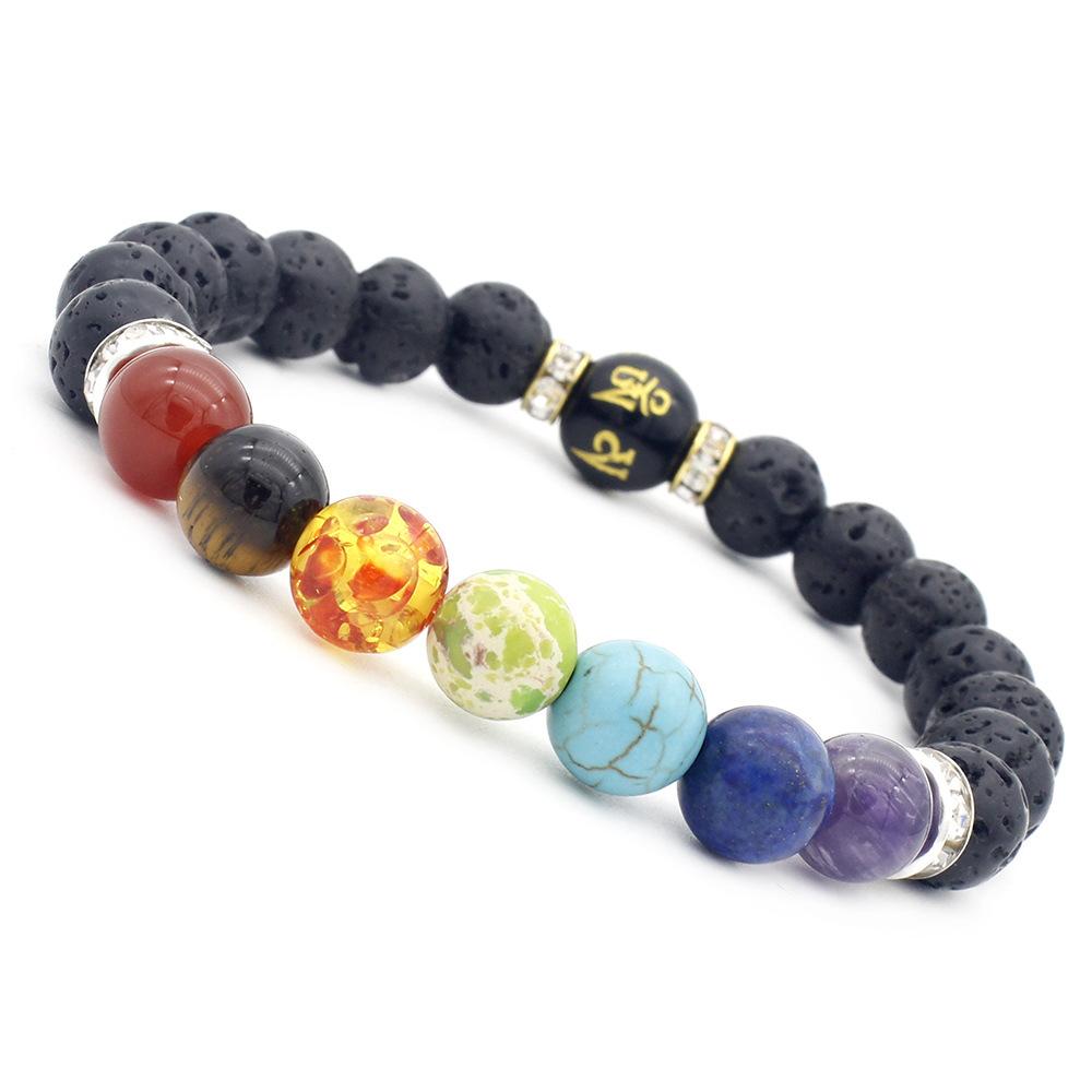 Chakra Bracelet with Black Bead